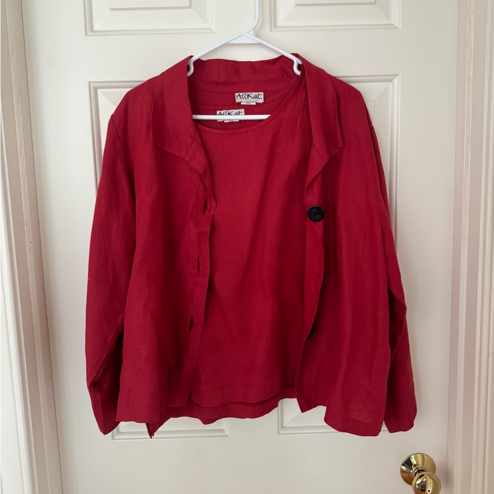 Ali Kat Red Linen Top Set